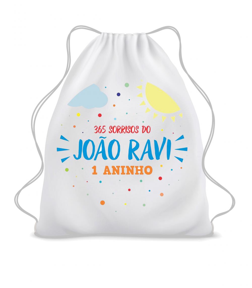 Lembrancinha Mochila Saco 365 Sorrisos Personalizada Menina