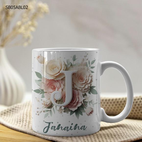 Caneca de Porcelana Alfabeto Personalizada- Todas as Letras