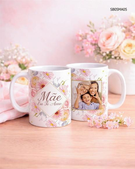 Caneca de Porcelana Dia das Mãe - com Foto e Frase