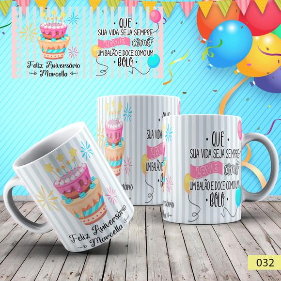 Caneca de Porcelana Personalizada Anivesário - Presente