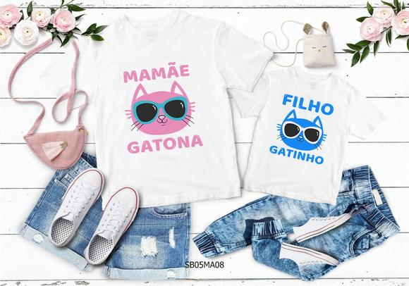 Kit 2 Camisetas Dia das Mães Personalizada - Mãe Gatona