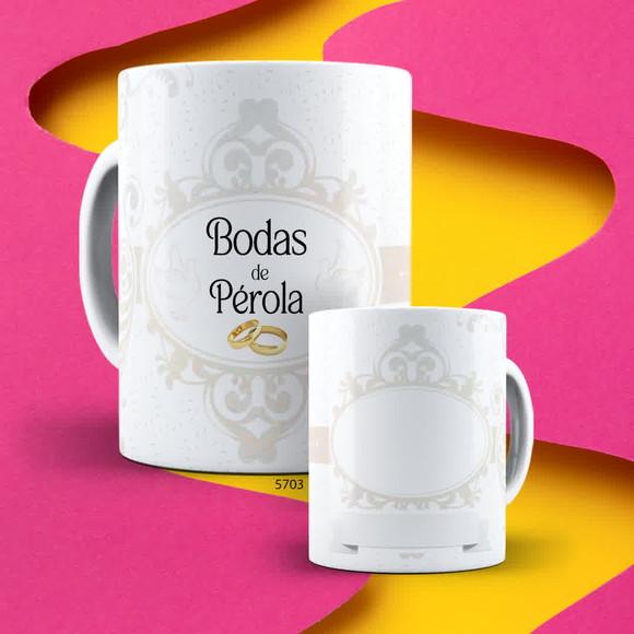 Kit com 2 Canecas Porcelana Boda Família - Personalizada