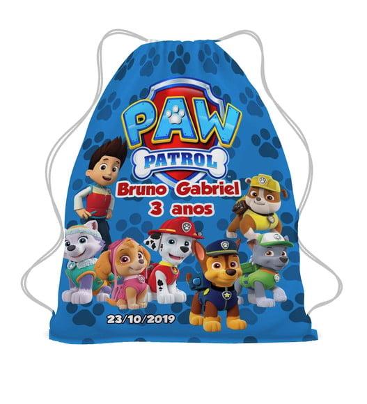 40 Lembrancinha Sacochila Mochila Patrulha Canina Menina