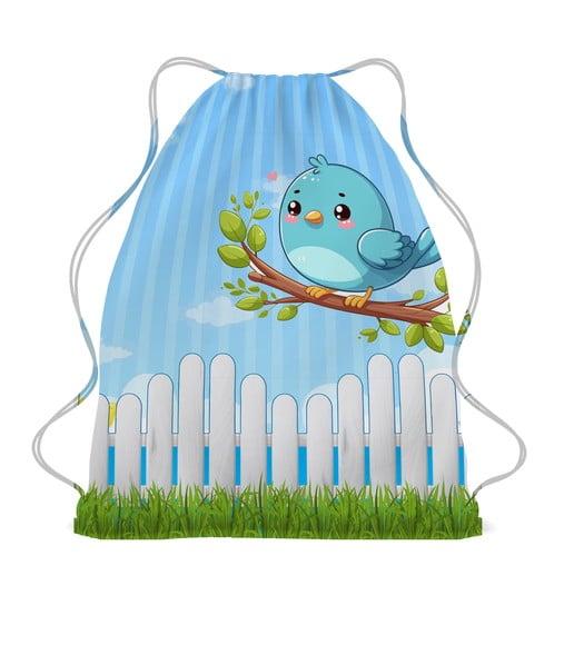 50 Bolsinha Sacochila Mochila Jardim Encantado Azul e Rosa