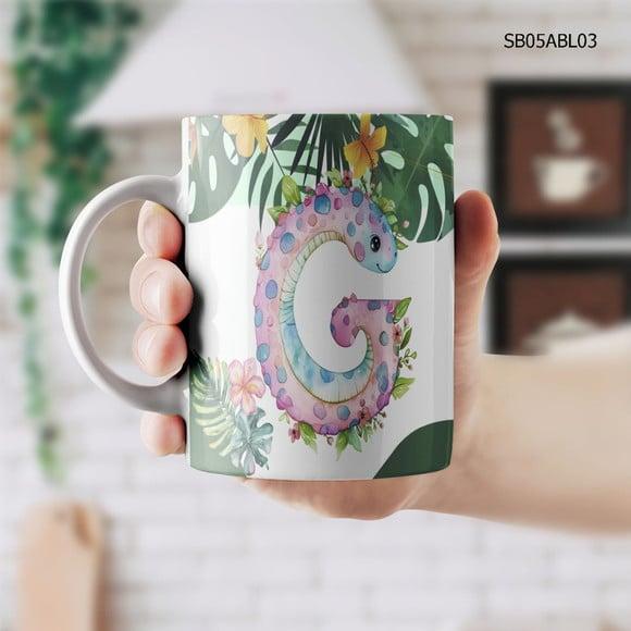 Caneca de Porcelana Alfabeto Personalizada - Todas as Letras