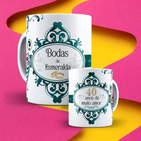 Kit com 2 Canecas Porcelana Boda Família - Personalizada
