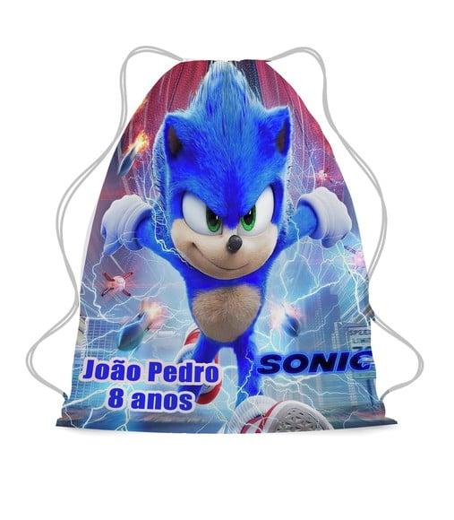 20 Mochilinha Sacochila Mochila Sonic - Aniversário Sonic