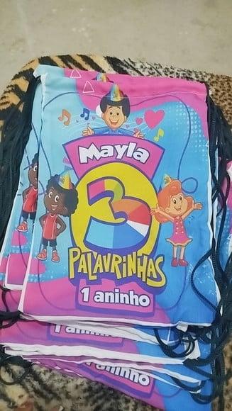 30 Mochila Saco Personalizada 3 Palavrinhas Envio Rapido