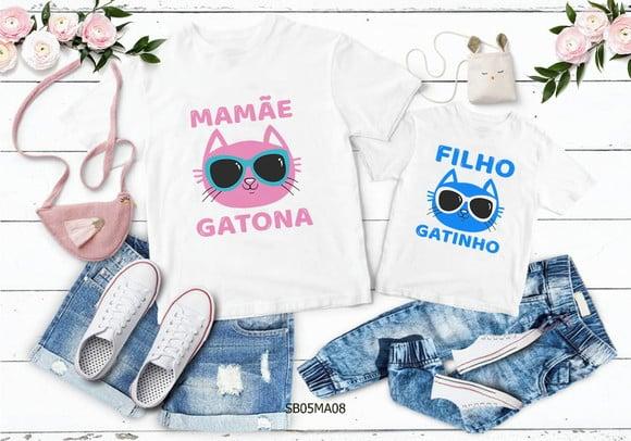 Kit 2 Camisetas Dia das Mães Personalizada - Mãe Gatona