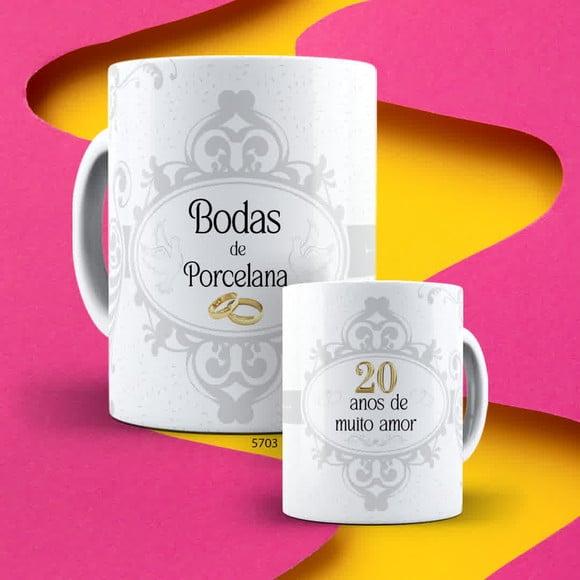 Kit com 2 Canecas Porcelana Boda Família - Personalizada