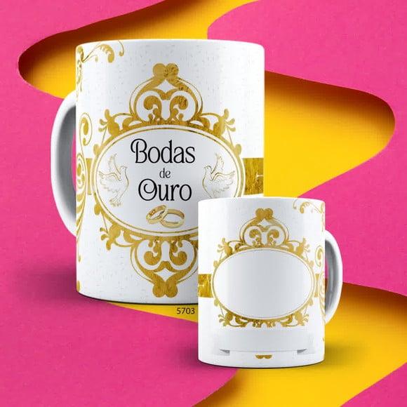 Kit com 2 Canecas Porcelana Boda Família - Personalizada