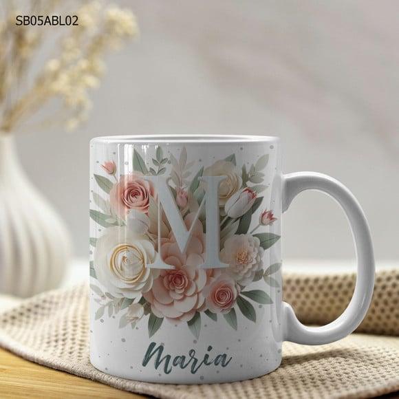 Caneca de Porcelana Alfabeto Personalizada- Todas as Letras