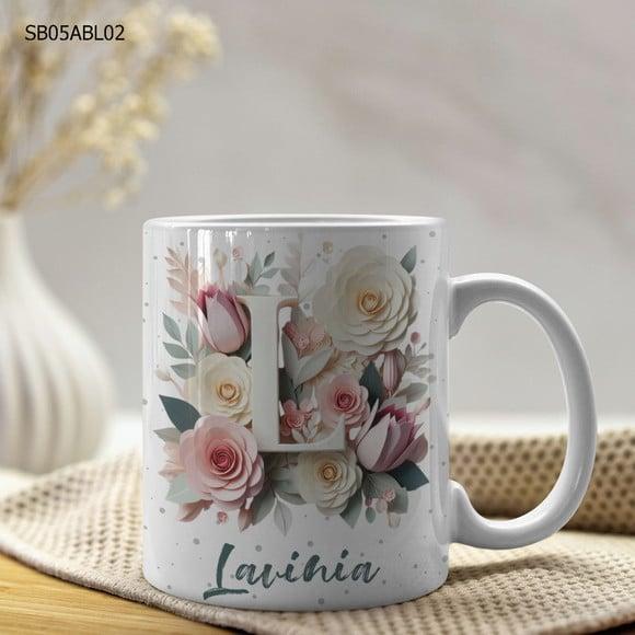 Caneca de Porcelana Alfabeto Personalizada- Todas as Letras