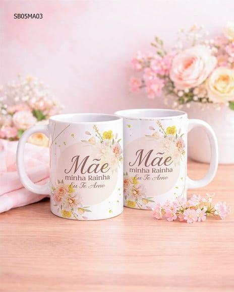 Caneca de Porcelana Dia das Mães Presente Delicado
