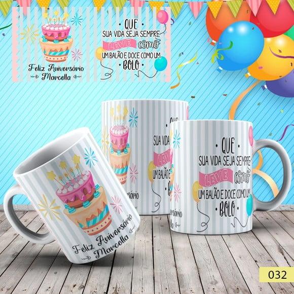 Canecas de Porcelana Aniversário Personalizada