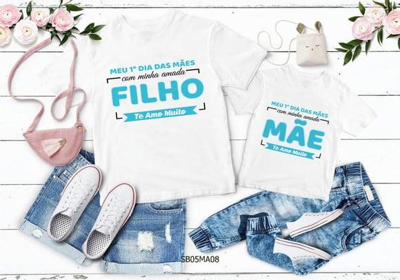 Kit 2 Camisetas Dia das Mães Personalizada -1º Dia das Mães