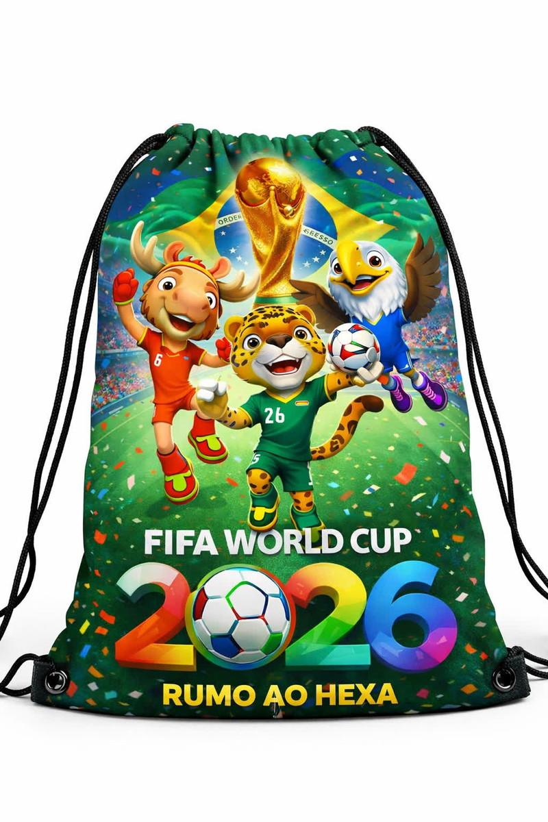 Lembrancinha Mochila Saco Copa do Mundo 2026 Personalizada