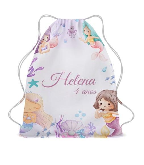 20 Bolsinha Sacochila Mochila Sereia - Aniversário Sereia