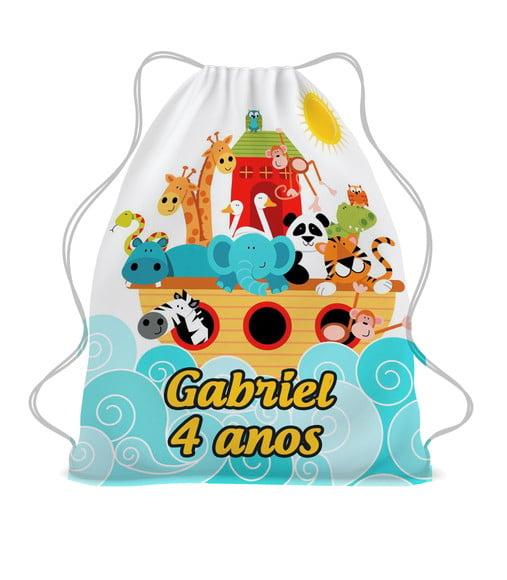 20 Lembrancinha Mochila Saco Arca de Noé Personalizada