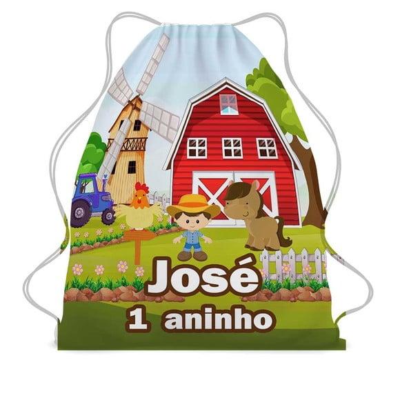 25 Bolsinha Sacochila Mochilinha Fazendinha