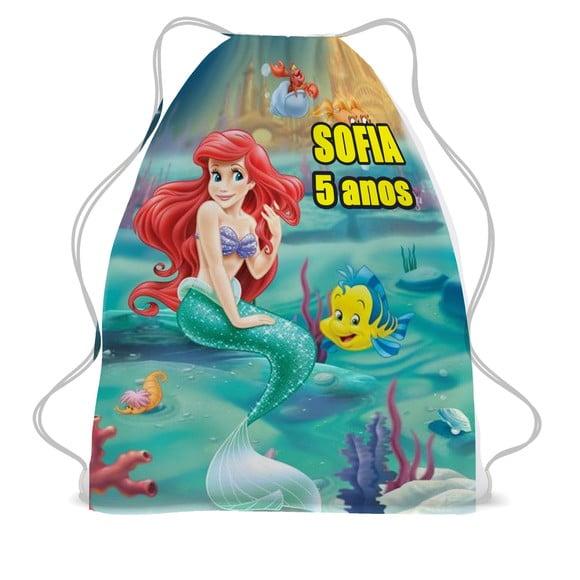 30 Lembrancinha Mochila Personalizada Ariel-aniversário