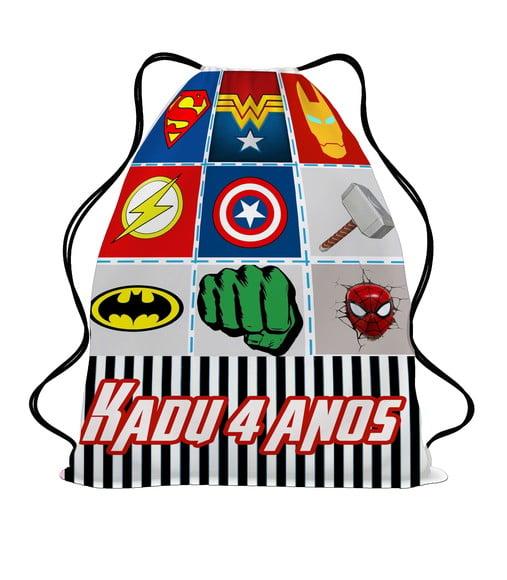 30 Mochila Sacochila Mochilinha Infantil Super Heróis