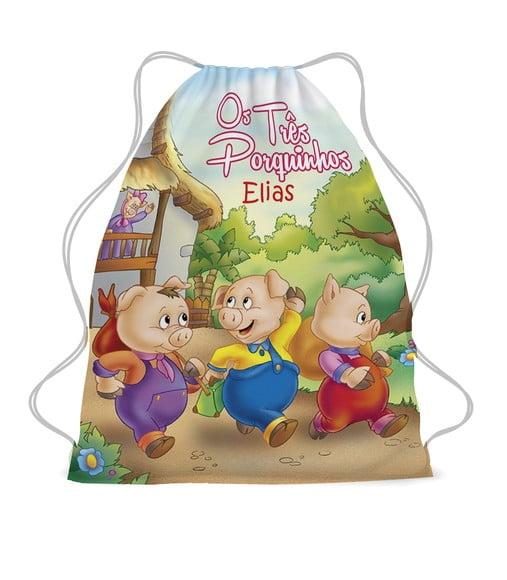 40 Mochila Saco Personalizada 3 Porquinhos Envio Rapido