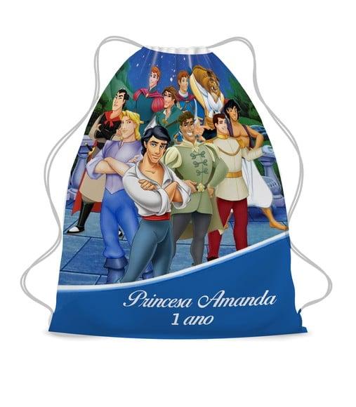 50 Bolsinha Sacochila Mochila Princesa Disney Personalizada