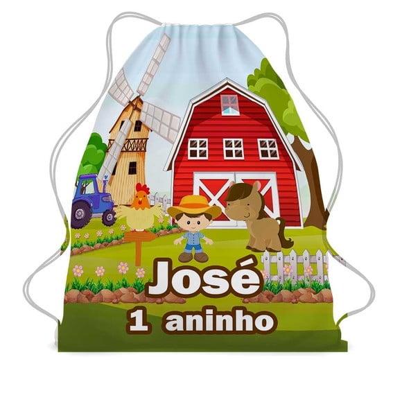 50 Bolsinha Sacochila Mochilinha Fazendinha