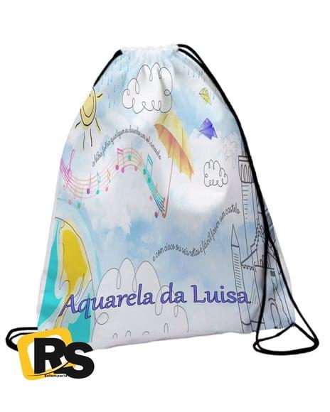 50 Lembrancinha Mochila Saco Aquarela Personalizada