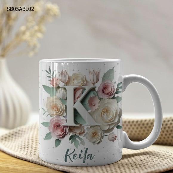 Caneca de Porcelana Alfabeto Personalizada- Todas as Letras