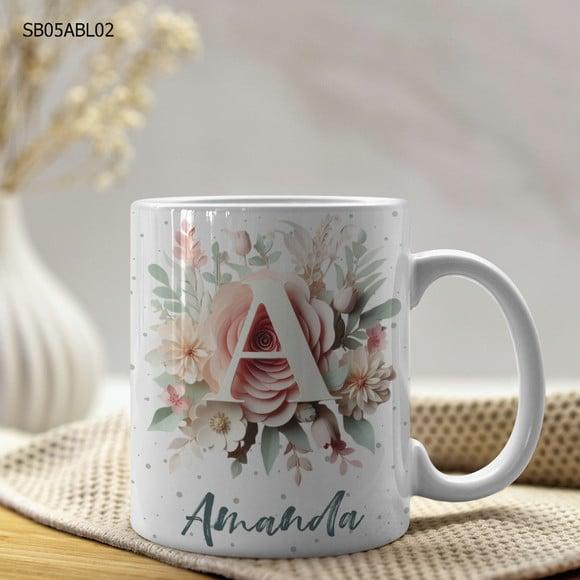 Caneca de Porcelana Alfabeto Personalizada- Todas as Letras