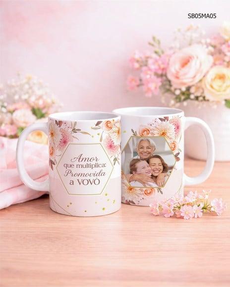 Caneca de Porcelana Dia das Mãe - com Foto e Frase