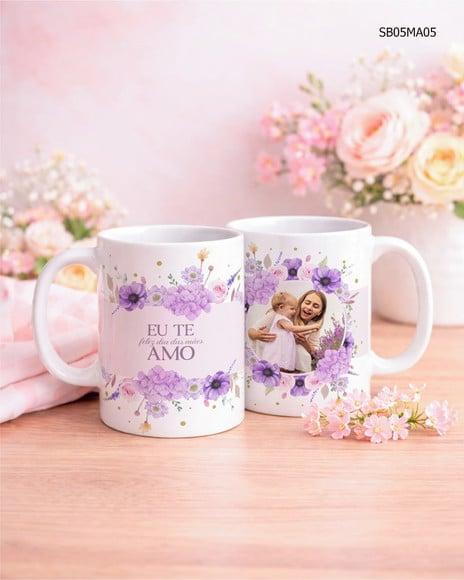 Caneca de Porcelana Dia das Mãe - com Foto e Frase