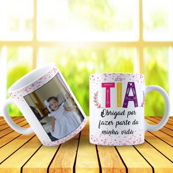 Caneca Porcelana Personalizada Batizado Tia
