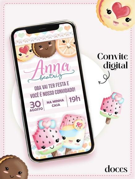 Convite Digital Infantil Personalizado Doces