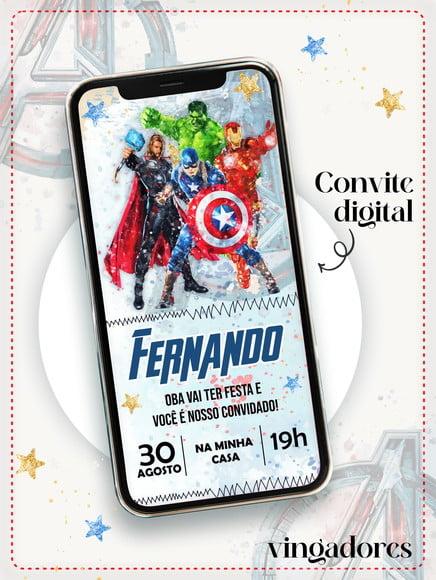 Convite Digital Infantil Personalizado Vingadores