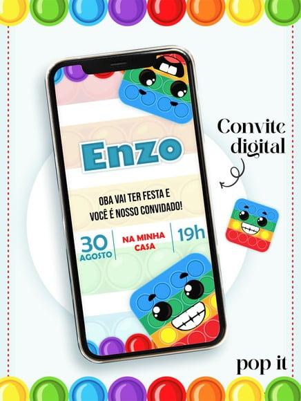 Convite Digital Infantil Personalizado Pop It