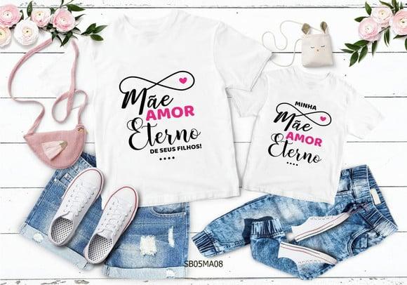 Kit 2 Camisetas Dia das Mães Amor Eterno