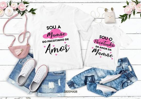Kit 2 Camisetas Dia das Mães - Pacotinho de Amor