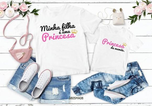 Kit 2 Camisetas Dia das Mães Personalizada - Mãe Princesa