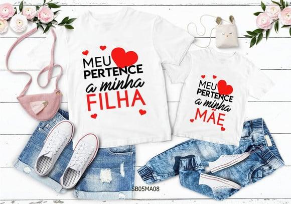 Kit 2 Camisetas Dia das Mães Personalizada - Meu Coração