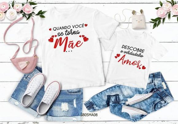 Kit 2 Camisetas Dia das Mães Personalizada -amor de Mãe