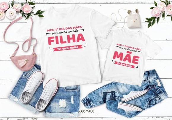 Kit 2 Camisetas Dia das Mães Personalizada -1º Dia das Mães