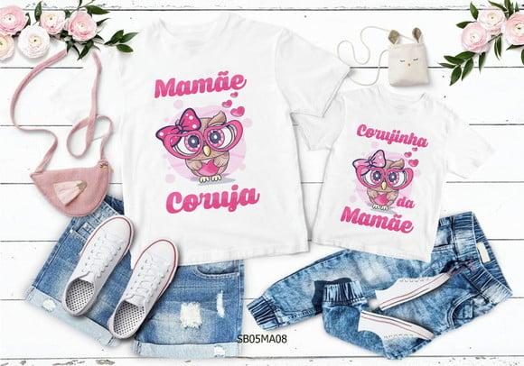 Kit 2 Camisetas Dia das Mães Personalizada -mamãe Coruja