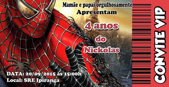 20 Convite Homem Aranha Personalizado 14x6,5