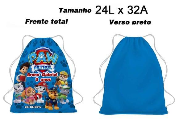 20 Lembrancinha Sacolinha Mochilinha Patrulha Canina 24x32