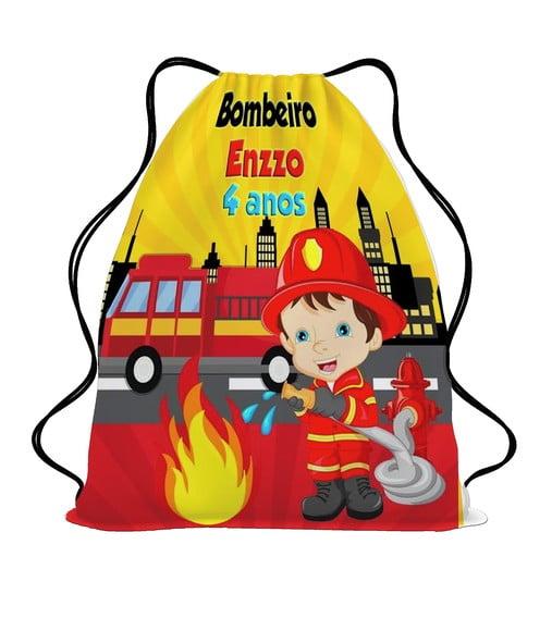 20 Mochila Sacochila Lembrancinha Bombeiro Infantil