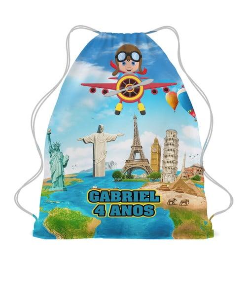 20 Sacochila Lembrancinha Volta ao Mundo Personalizada