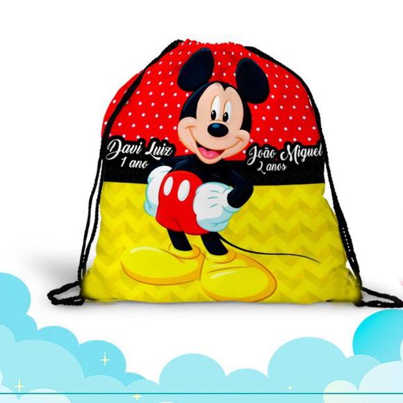 25 Mochila Saco Lembrancinha Mickey Azul/amarelo